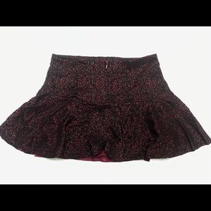 Red mini skirt with lace